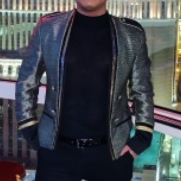 Gold and black sequin embellished military jacket - Picture 4 of 4